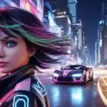 Cyberpunk Night Street Racing Anime Girl