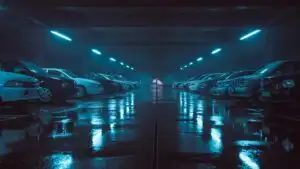 Dark Car Park Reflections