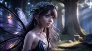 Dark Fairy Girl In Enchanted Forest