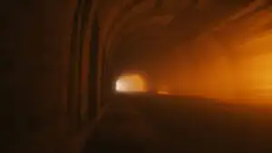 Dark Tunnel with Orange Glow