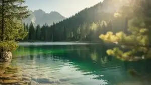 Deep Emerald Alpine Lake Reflection