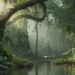 Dense Jungle With Light Breaking Through