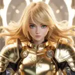 Divine Holy Knight Anime Girl in Golden Plate Armor