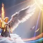 Divine Warrior Wielding a Flaming Blade