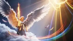 Divine Warrior Wielding a Flaming Blade