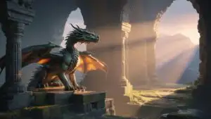 Dragon Sitting on Ancient Ruins