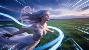 Dreamy Sky and Floating Anime Character