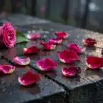 Fallen Rose Petals on Ground
