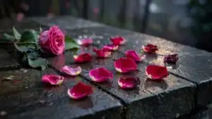 Fallen Rose Petals on Ground