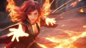 Fire Mage Girl Summoning Flames