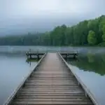 Fog Covering Empty Lake Pier