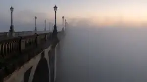 Fog Rolling Over Empty Bridge