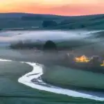 Foggy Valley in Dawn Light