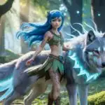 Forest Guardian Girl With Spirit Wolf