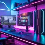 Gaming Console Neon Setup Photo