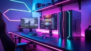 Gaming Console Neon Setup Photo