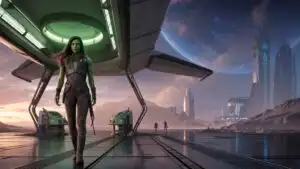 Gamora Under Atmospheric Starship Lights