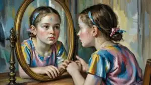 Girl Before a Mirror Reflection