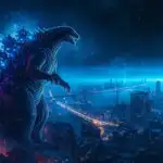 Godzilla Roaring Over Futuristic Tokyo Skyline