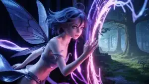Gothic Night Fairy In Ancient Woods