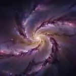 Grand Spiral Galaxy in Violet and Gold Hues