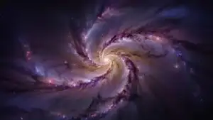 Grand Spiral Galaxy in Violet and Gold Hues
