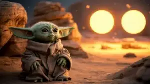 Grogu Watching Twin Suns Horizon