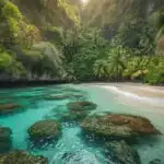 Hidden Tropical Lagoon Crystal Clear Water