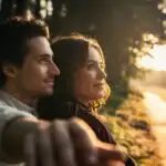 Holding Hands While Walking Through Forest Path