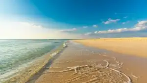 Idyllic Coastal View with Warm Sand