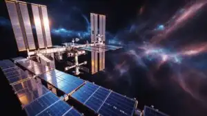 ISS Solar Panels Reflecting Sunlight