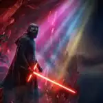 Kylo Ren Standing in Red Crystal Cavern
