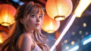 Lantern Festival Anime Girl Portrait