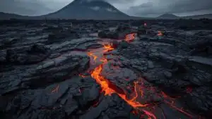 Lava Field Black Rock Abstract Texture Volcano Rough