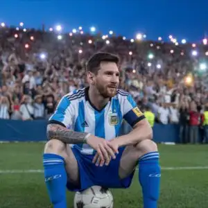Lionel Messi Sitting Quietly on an Empty Field