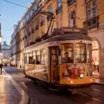 Lisbon Tram Street Golden Light