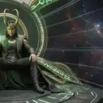 Loki Casting Illusion in Tech-Fantasy Throne Room