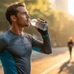 Man Drinking Water After Finishing a Run