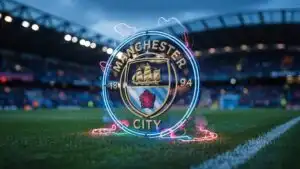 Manchester City Sky Blue Neon Logo