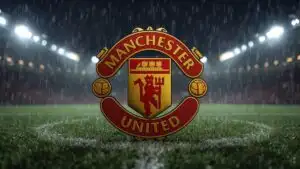Manchester United Crest on Leather Texture