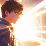 Manga Boy Wearing Hoodie in Soft Backlight