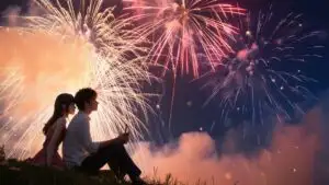 Manga Couple Watching Fireworks Together