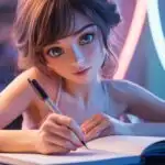 Manga Girl Daydreaming At School Desk