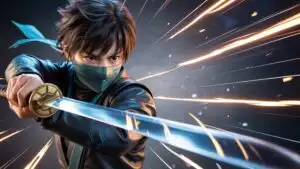 Masked Anime Assassin Wielding Sharp Blade