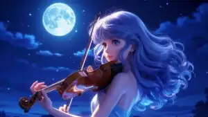 Midnight Violinist Anime Girl