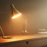 Minimal Desk Lamp Casting Warm Glow