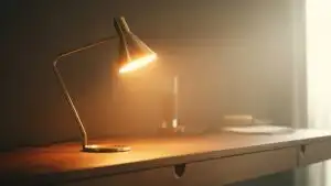 Minimal Desk Lamp Casting Warm Glow