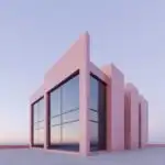 Minimal Pink Building Under Pastel Blue Sky