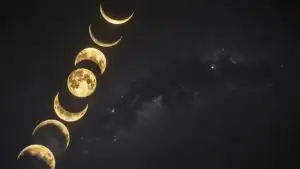 Minimalist Moon Phases Gold Pattern