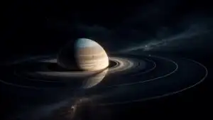 Minimalist Saturn Planet Rings Line Art